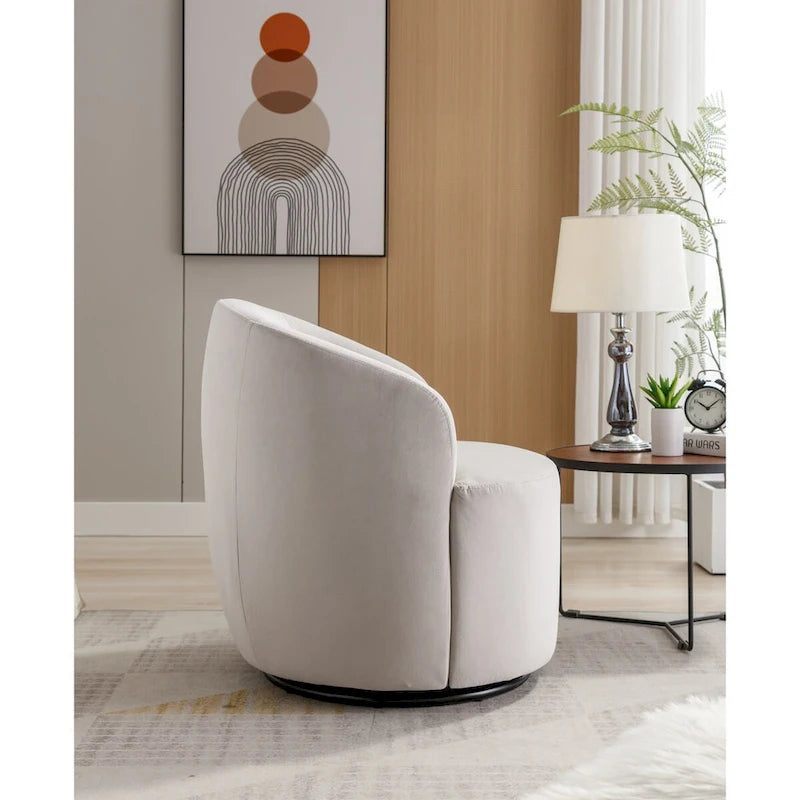 Swivel Accent Chair, Modern Round Vanity Chair for Living Room, Comfy Velvet Barrel Armchair, Small Single Sofa