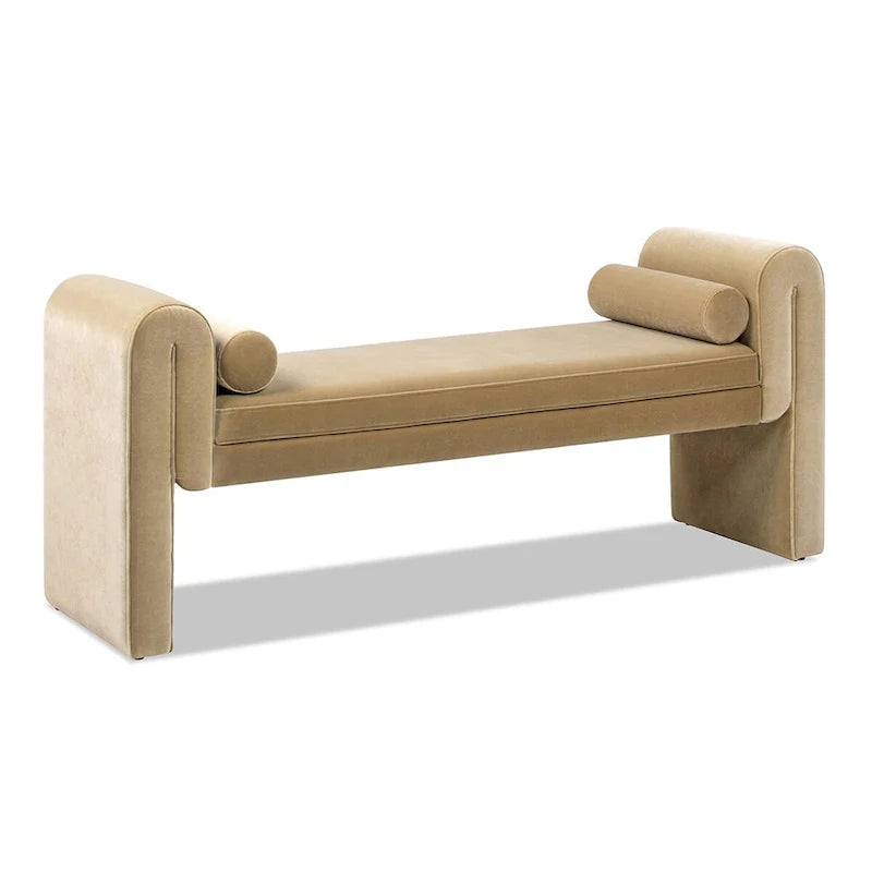 Mason 60.5 Transtional Velvet Upholstered Arched Arm Entryway Bench