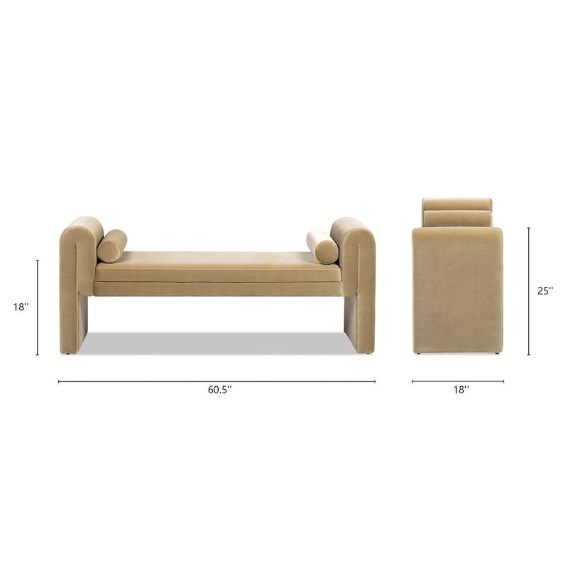 Mason 60.5 Transtional Velvet Upholstered Arched Arm Entryway Bench