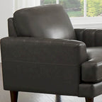 Ivy Living Cassia Top Grain Leather Chair With Feather, Memory Foam and Springs