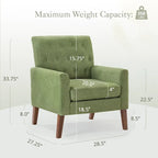 LUE BONA Linen and Walnut Legs Mid Century Modern Button Tufted Accent Chair - 29.53 H X 30 W X 33.07 D