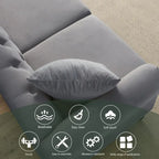 79 Chesterfield Sofa Velvet for Living Room, 3 Seater Sofa Tufted Couch with Rolled Arms and Nailhead ,two pillows