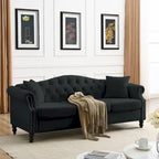 79 Chesterfield Sofa Velvet for Living Room, 3 Seater Sofa Tufted Couch with Rolled Arms and Nailhead ,two pillows