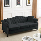79 Chesterfield Sofa Velvet for Living Room, 3 Seater Sofa Tufted Couch with Rolled Arms and Nailhead ,two pillows