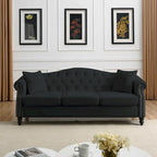 79 Chesterfield Sofa Velvet for Living Room, 3 Seater Sofa Tufted Couch with Rolled Arms and Nailhead ,two pillows