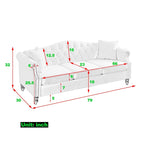 79 Chesterfield Sofa Velvet for Living Room, 3 Seater Sofa Tufted Couch with Rolled Arms and Nailhead ,two pillows
