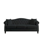 79 Chesterfield Sofa Velvet for Living Room, 3 Seater Sofa Tufted Couch with Rolled Arms and Nailhead ,two pillows