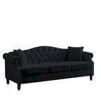 79 Chesterfield Sofa Velvet for Living Room, 3 Seater Sofa Tufted Couch with Rolled Arms and Nailhead ,two pillows