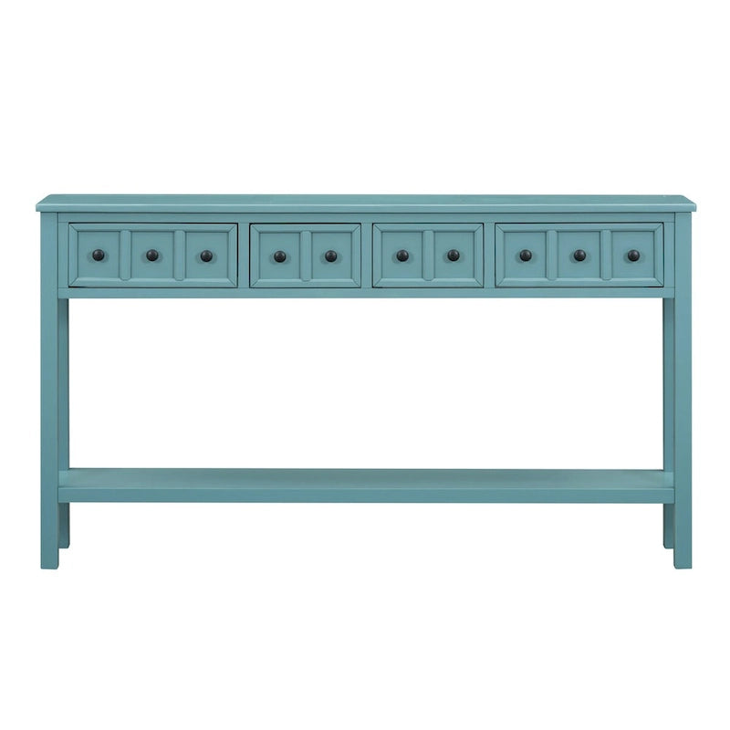 Nestfair Rustic Entryway Console Table with Drawers and Bottom Shelf