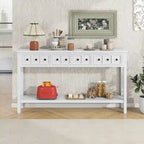 Nestfair Rustic Entryway Console Table with Drawers and Bottom Shelf