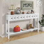 Nestfair Rustic Entryway Console Table with Drawers and Bottom Shelf