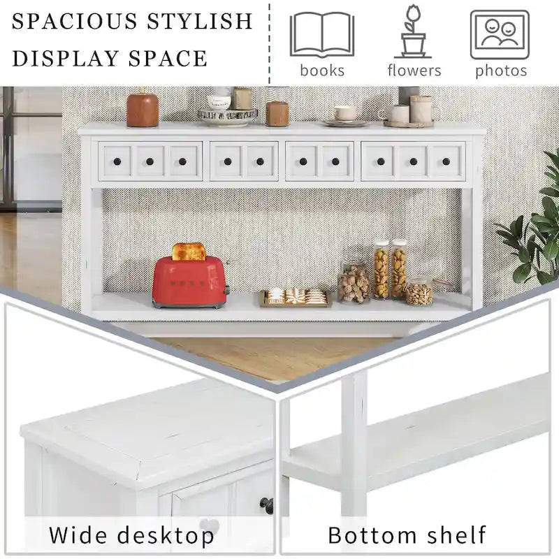 Nestfair Rustic Entryway Console Table with Drawers and Bottom Shelf