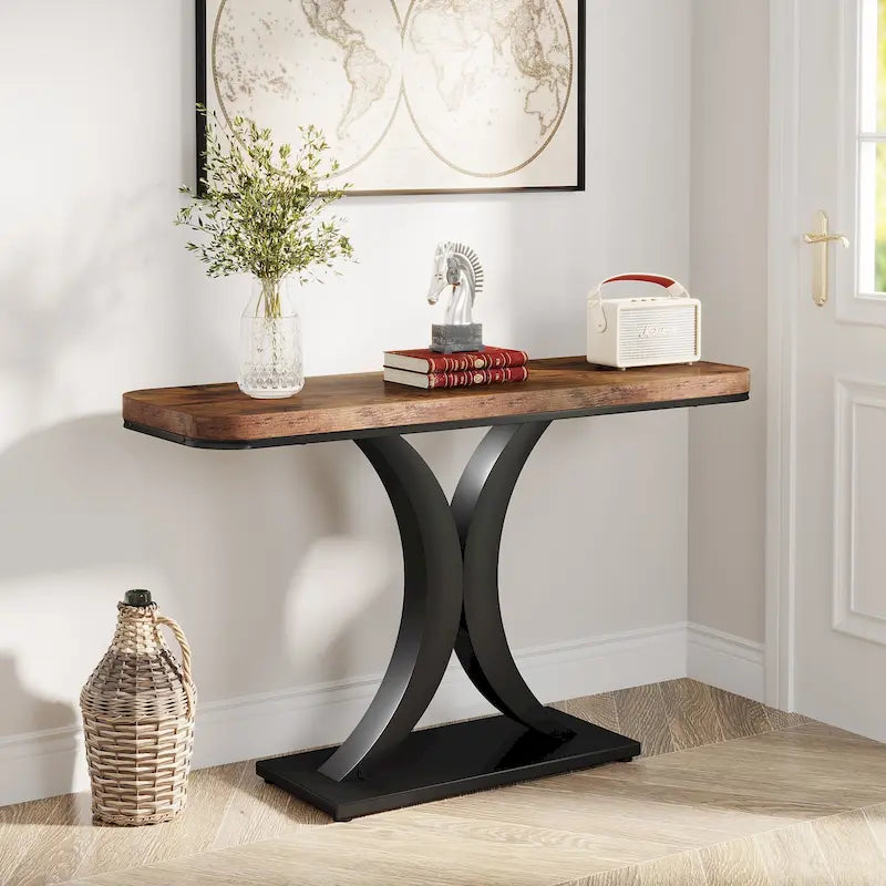 40 Inches Narrow Industrial Console Sofa Table for Entryway