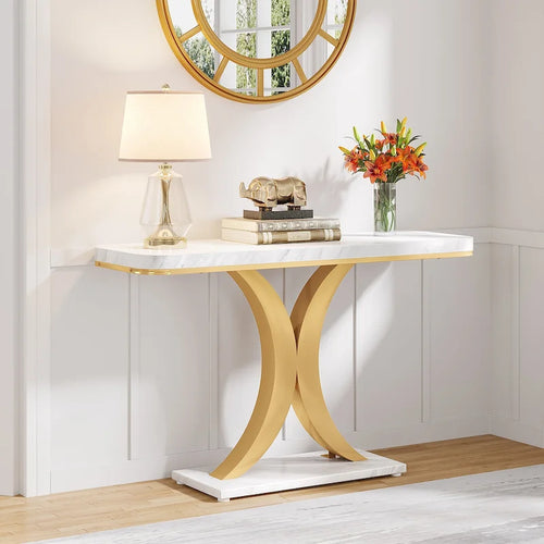 40 Inches Narrow Industrial Console Sofa Table for Entryway