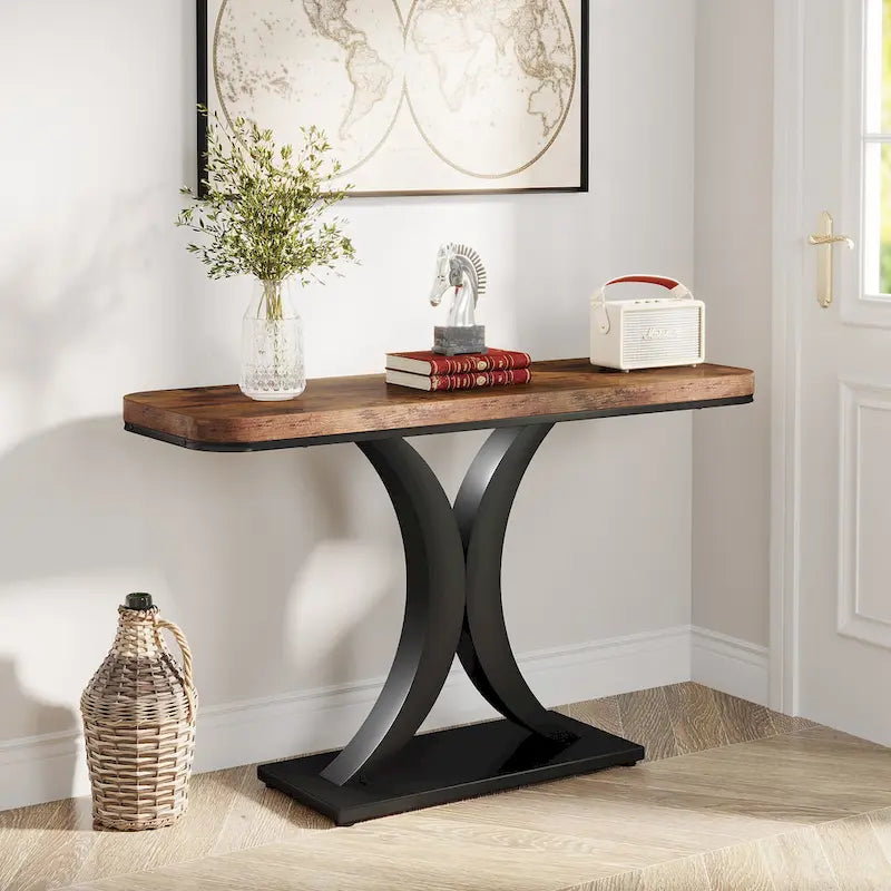 40 Inches Narrow Industrial Console Sofa Table for Entryway