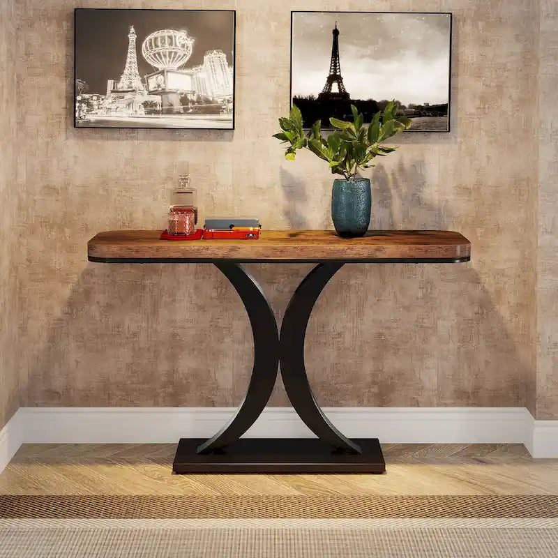 40 Inches Narrow Industrial Console Sofa Table for Entryway