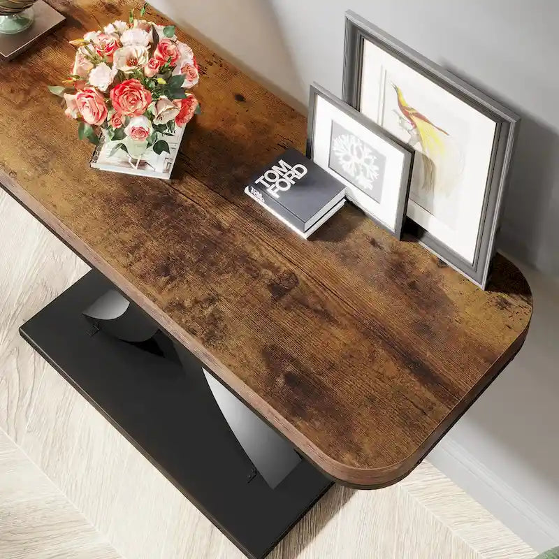 40 Inches Narrow Industrial Console Sofa Table for Entryway