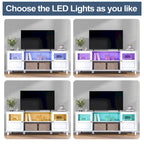 TV Stand Console Living Room Storage Shelves Entertainment Center with LED Lights - 59.7 in W * 22.6 in H * 16.1 in D