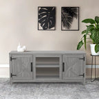 58 Farmhouse Barn Door Entryway Storage Console Table TV Stand - 58 inches in width