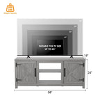 58 Farmhouse Barn Door Entryway Storage Console Table TV Stand - 58 inches in width