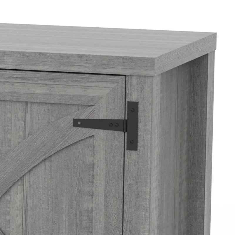 58 Farmhouse Barn Door Entryway Storage Console Table TV Stand - 58 inches in width