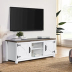 58 Farmhouse Barn Door Entryway Storage Console Table TV Stand - 58 inches in width