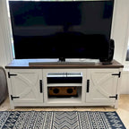 58 Farmhouse Barn Door Entryway Storage Console Table TV Stand - 58 inches in width