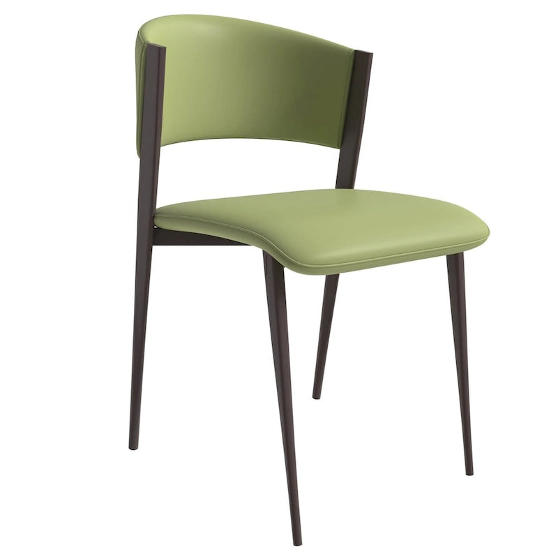 Aspen Dining Chair with Leather Seat in Black Metal by LeisureMod