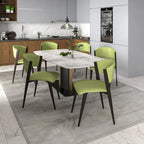 Aspen Dining Chair with Leather Seat in Black Metal by LeisureMod