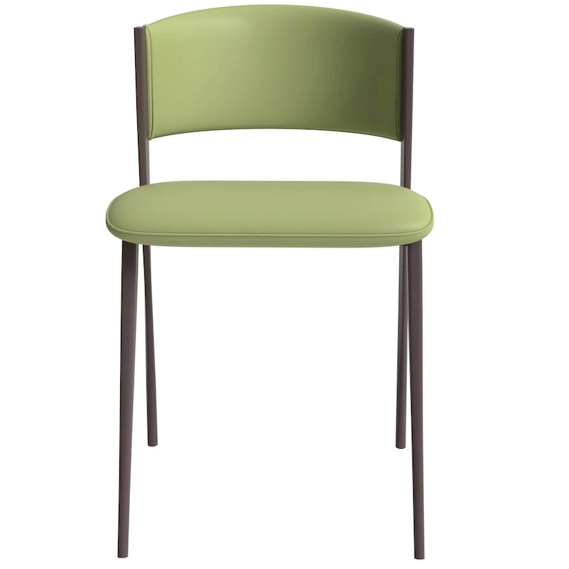 Aspen Dining Chair with Leather Seat in Black Metal by LeisureMod