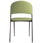 Aspen Dining Chair with Leather Seat in Black Metal by LeisureMod