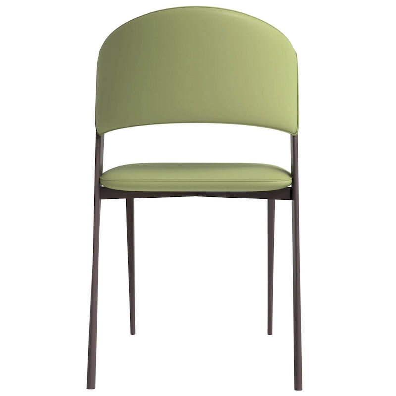 Aspen Dining Chair with Leather Seat in Black Metal by LeisureMod