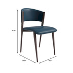 Aspen Dining Chair with Leather Seat in Black Metal by LeisureMod