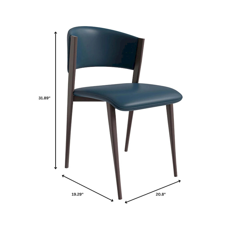 Aspen Dining Chair with Leather Seat in Black Metal by LeisureMod