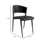 Aspen Dining Chair with Leather Seat in Black Metal by LeisureMod