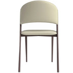 Aspen Dining Chair with Leather Seat in Black Metal by LeisureMod
