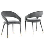 Best Master Furniture Ellis Contemporary Faux Leather Upholstered Dining Chair with Gold Accent (Set of 2)