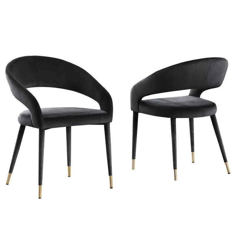 Best Master Furniture Ellis Contemporary Faux Leather Upholstered Dining Chair with Gold Accent (Set of 2)