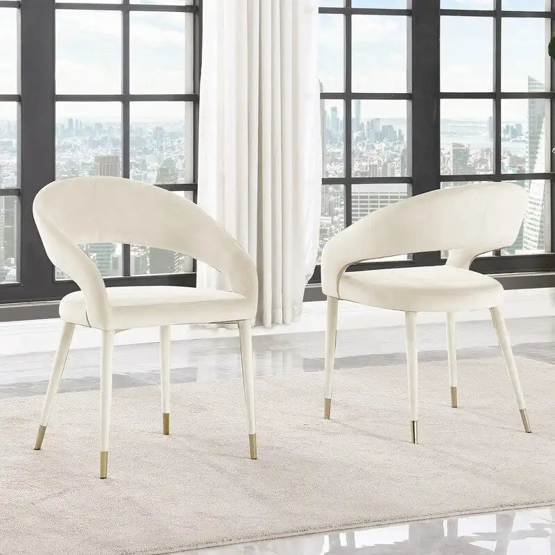 Best Master Furniture Ellis Contemporary Faux Leather Upholstered Dining Chair with Gold Accent (Set of 2)