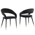 Best Master Furniture Ellis Contemporary Faux Leather Upholstered Dining Chair with Gold Accent (Set of 2)