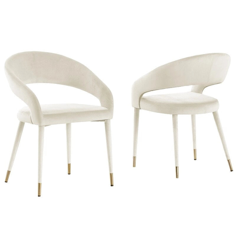Best Master Furniture Ellis Contemporary Faux Leather Upholstered Dining Chair with Gold Accent (Set of 2)