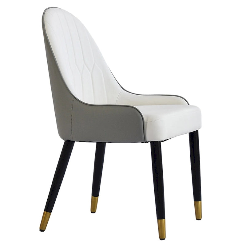 Modern PU Leather Set of 2 Dining Chairs with Metal Legs