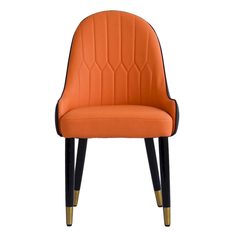 Modern PU Leather Set of 2 Dining Chairs with Metal Legs