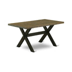East West Furniture dining set - a dinner table & Stackable kitchen chairs - Wire-brushed Black (Pieces & Seat Options)