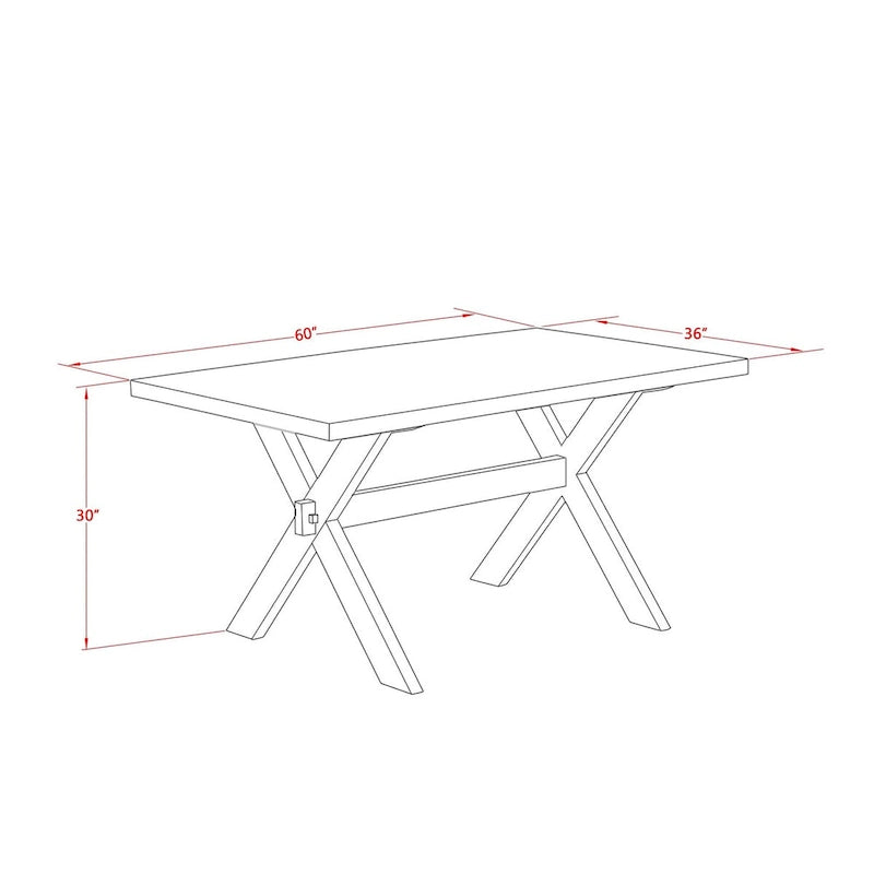 East West Furniture dining set - a dinner table & Stackable kitchen chairs - Wire-brushed Black (Pieces & Seat Options)