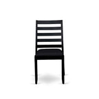 East West Furniture dining set - a dinner table & Stackable kitchen chairs - Wire-brushed Black (Pieces & Seat Options)