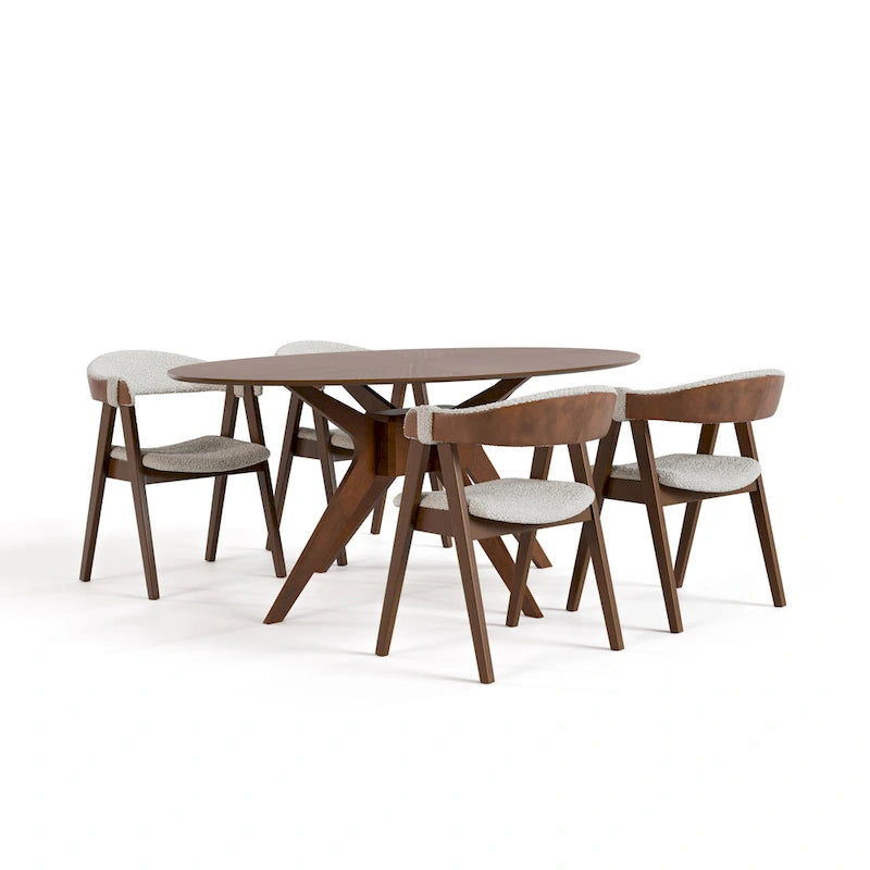 Shaw Mid-century Modern 5-Piece Wood Dining Table Set
