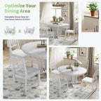 Farmhouse Solid Wood 4 Person Round Extendable Dining Table Set for Kitchen, Dining Room
