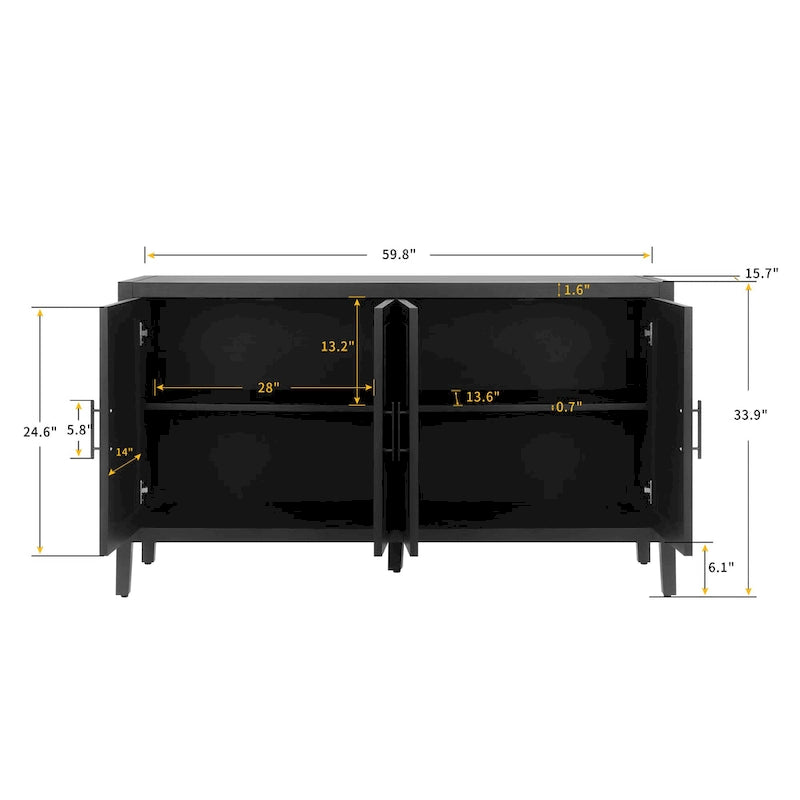 4 Door Wooden Twill Sideboard