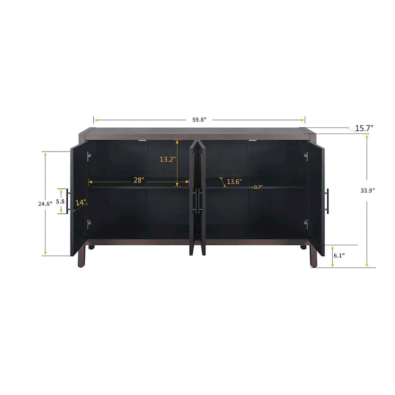 4 Door Wooden Twill Sideboard